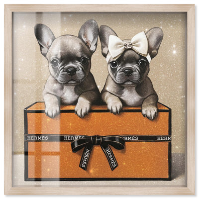 «Frenchies on a Box Shadowbox», art floral par Art Remedy