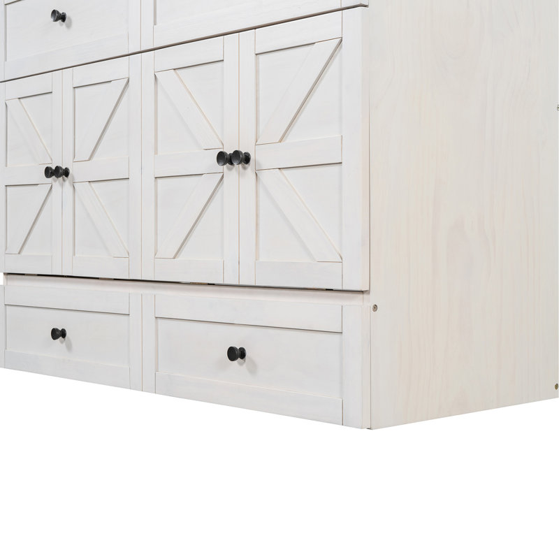 Lit blanc brossé avec tiroirs et connexions généreux. Maximisez l'efficacité de l'espace. Capacité de poids de 450 lb Devant de bande à la mode. Rangement pratique. Chargement pratique. Matelas