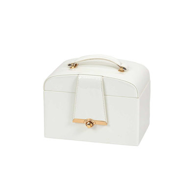 White Patent Faux Leather Jewellery Box +