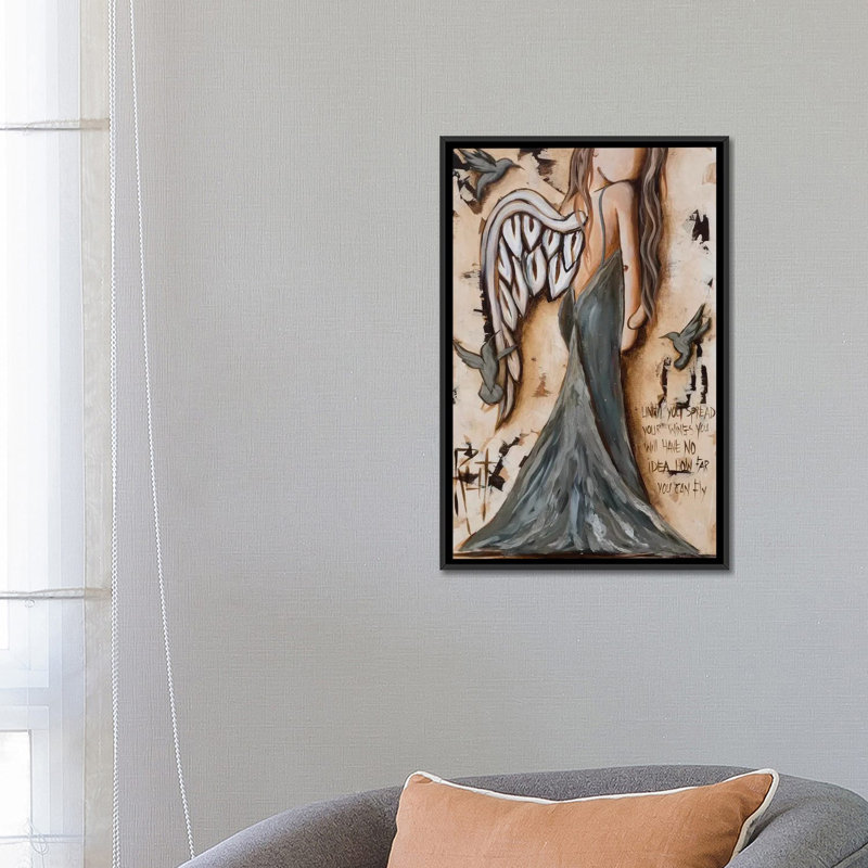 « Spread Your Wings » par rut art Creations, reproduction d’art, Toile avec cadre noir, Pas de tapis
