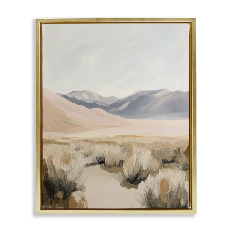 Pastel Desert Solitude Floating Frame, design by Heidi Kuntz, Metallic Gold Floater Frame, 21" H x 17" W