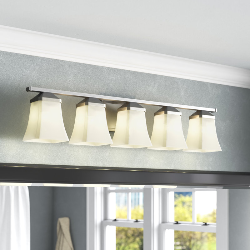 Meuble-lavabo 5 lumières Rohrersville, Nickel brossé