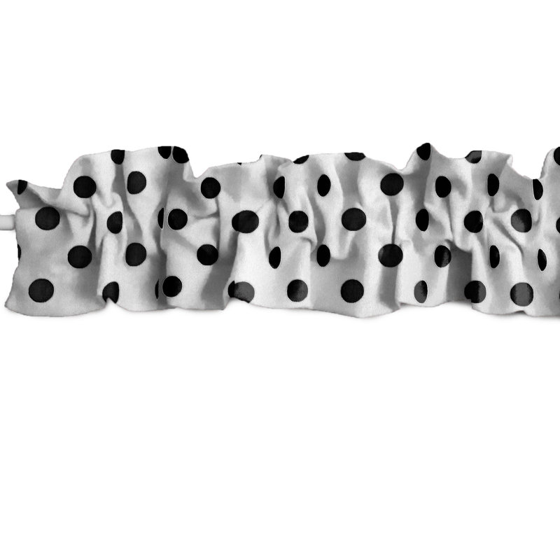 Cantonnière sur mesure en mélange de coton à pois, L 58 po x L 5 po, Blanc / noir