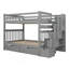 Lit superposé double au-dessus de double avec tablettes et 6 tiroirs de rangement, gris