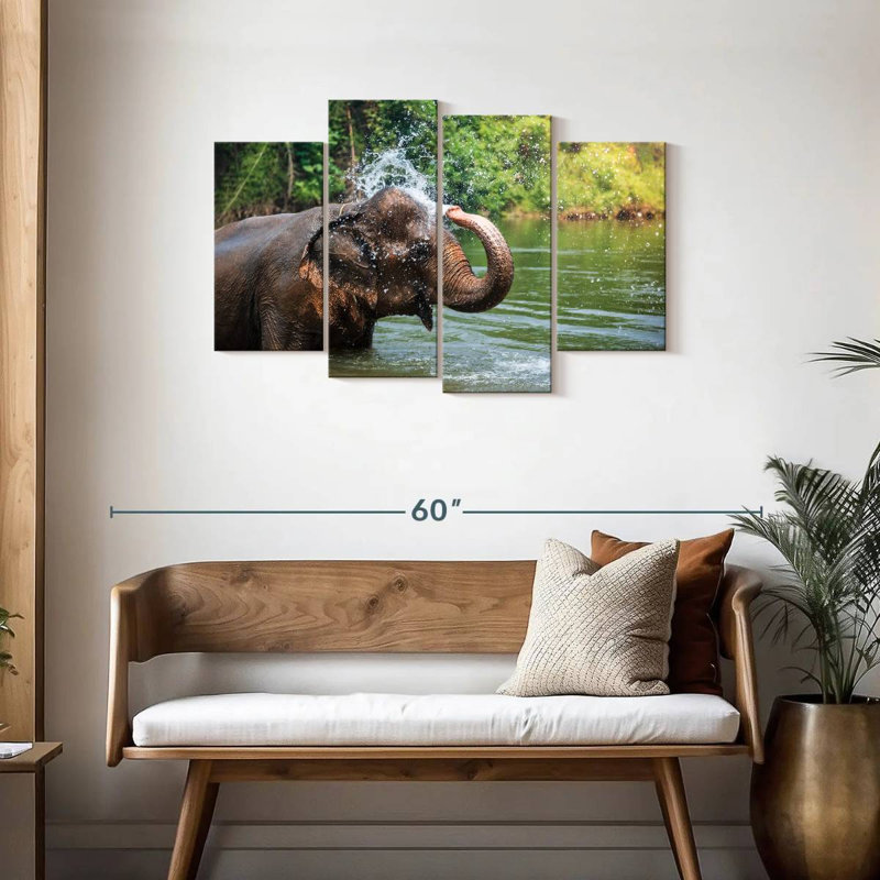 Brampt Elephant Throws Water, 27" H x 43" W