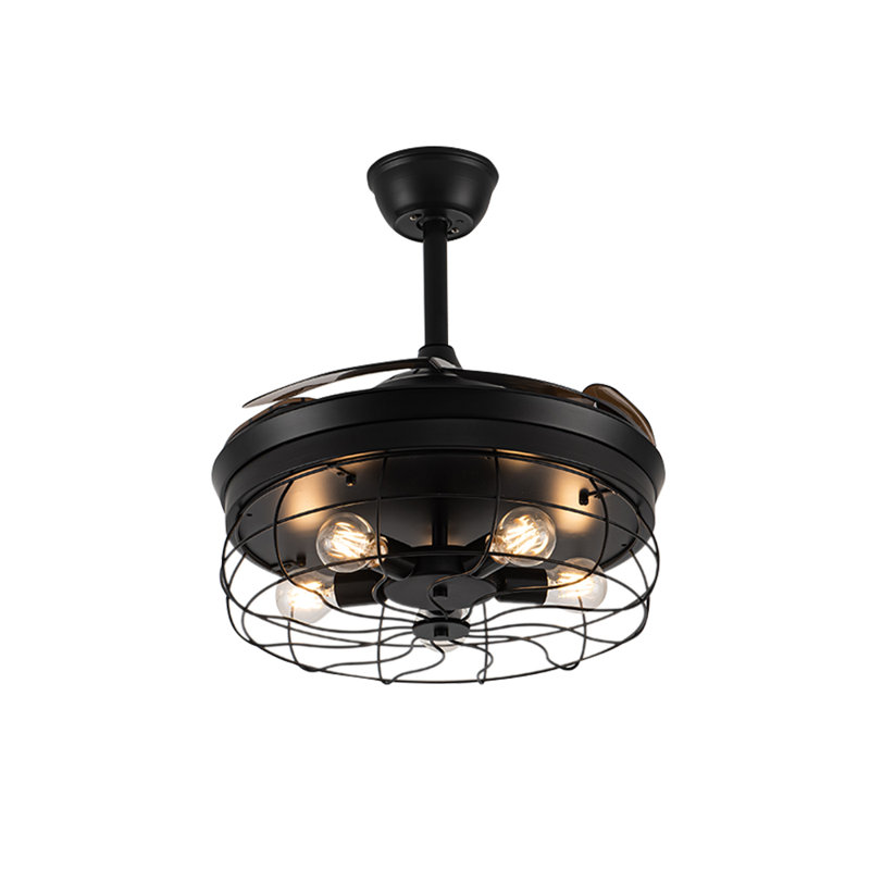 Braunstone 3 - Blade Indoor Caged Ceiling Fan with Remote Control and Light Kit Included