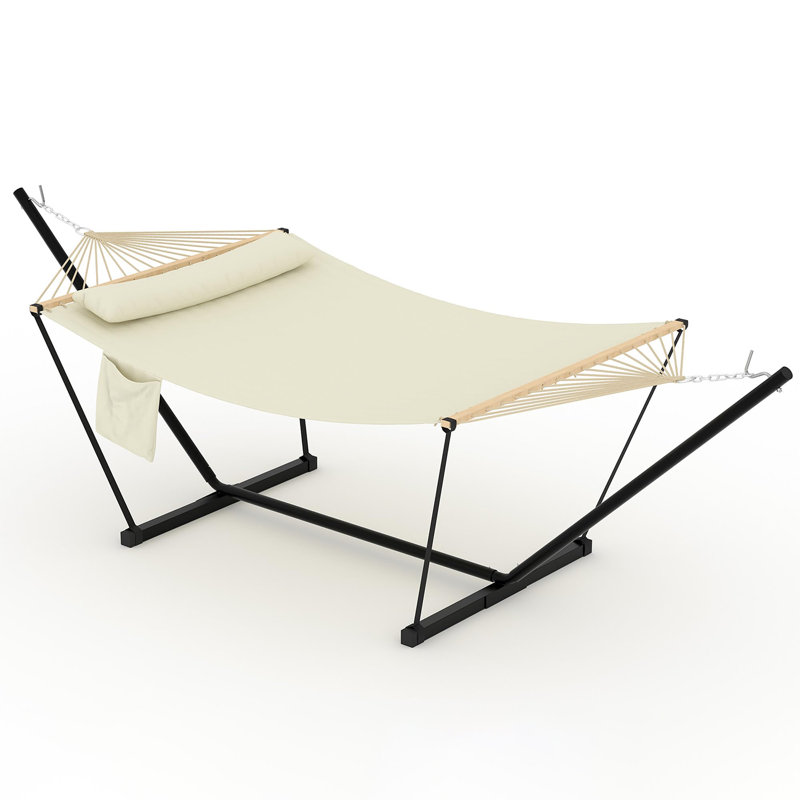 Hamac double avec support réglable en acier, hamac robuste pour 2 personnes pour le patio, le jardin, la plage et la cour
