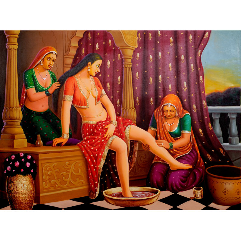 «Royal Lady Gets A Bath» | Peinture à l'huile sur toile