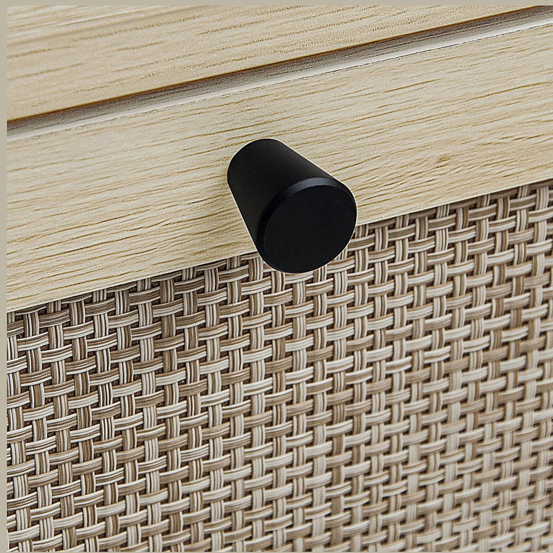 Rattan 3 Door Shoe Rack, Freestanding Modern Shoe Storage Cabinet