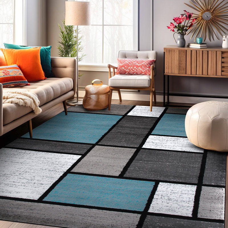 Carius Performance Floral Gray/Blue/Black/White Area Rug – Modern Floral Design, Living Room, Bedroom, Dining Room, Durable & Easy to Clean Carpet
