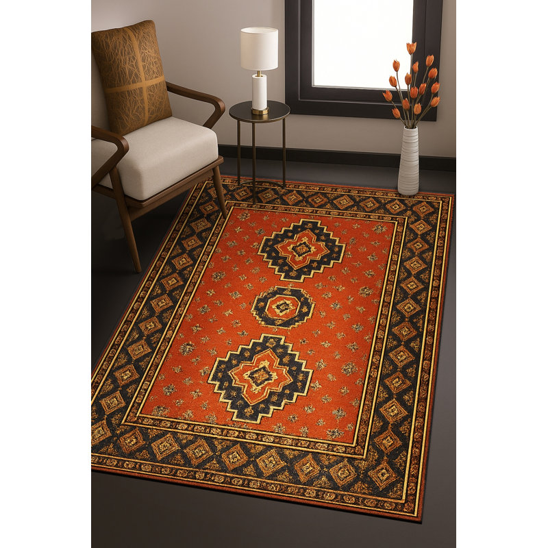 Tapis tissé orange Mosso, 3'11" x 5'11"