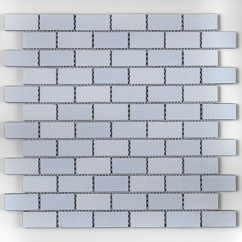 Color Wave 1" x 2" Glass Brick Joint Mosaic Field Tile in Winter Blues, Winter Blues