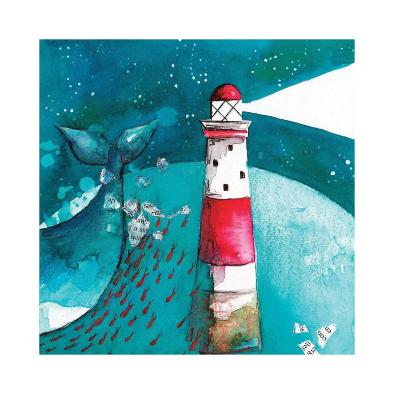 Whale With Lighthouse by The Cosmic Whale - Wrapped Canvas Gallery-Wrapped Canvas Giclée, 66.04 cm H x 66.04 cm W x 1.91 cm D