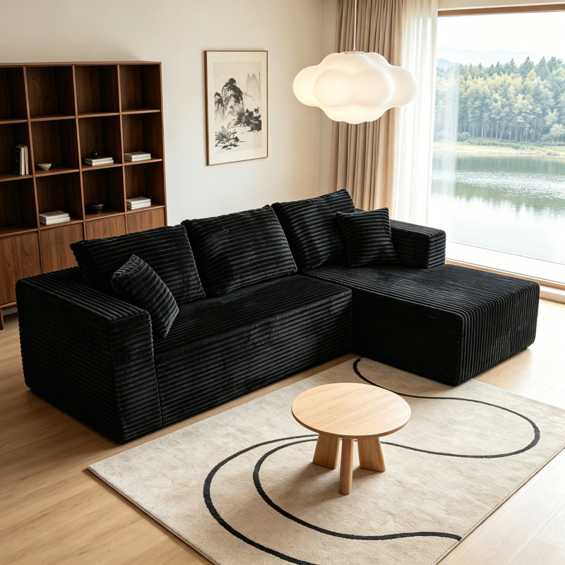 Canapé modulaire Boneless de 93 po, canapé modulaire Cloud avec assise profonde, canapé modulaire moderne en L avec méridienne, fauteuils rembourrés pour le salon, la chambre à coucher, sans assemblage
