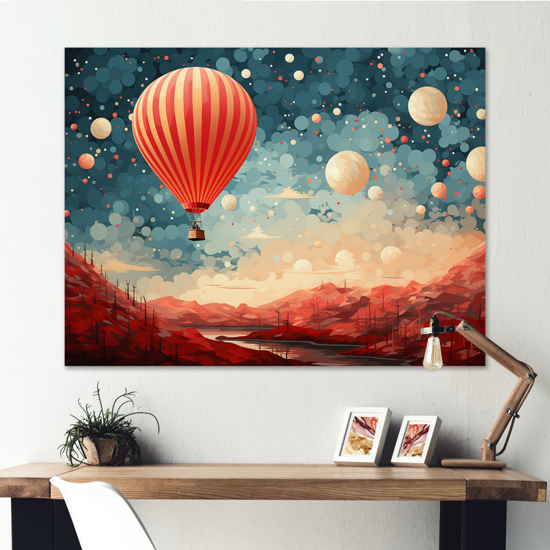 «Coral Hot Air Ballons Take Flight II», reproduction sur toile, Toile tendue, H 12 po x l 20 po x P 1 po