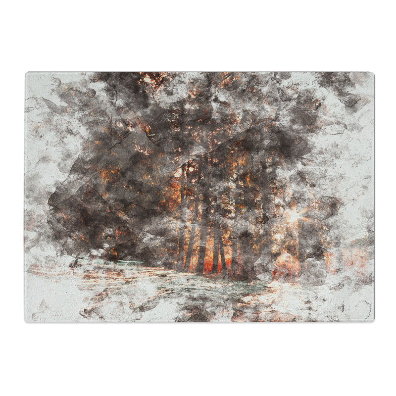 Tempered Glass Forest Sunlight Chopping Board, 28.5 cm x 39 cm