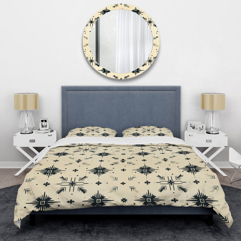 Neutral Nomad Ii Boho Pattern Duvet Cover, Queen Duvet Cover + 2 Standard Shams