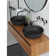 16'' Matt Black Stone Circular Vessel Bathroom Sink with Overflow