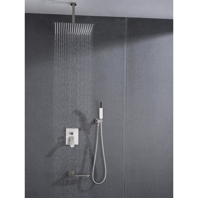 Ensemble de système de douche de plafond avec douche à main et pomme de douche 16 po