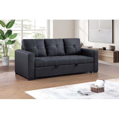 Sectional Sofa Pull out Bed Living Room Couch Polyfiber Upholstered Tufted Convertible Sofa