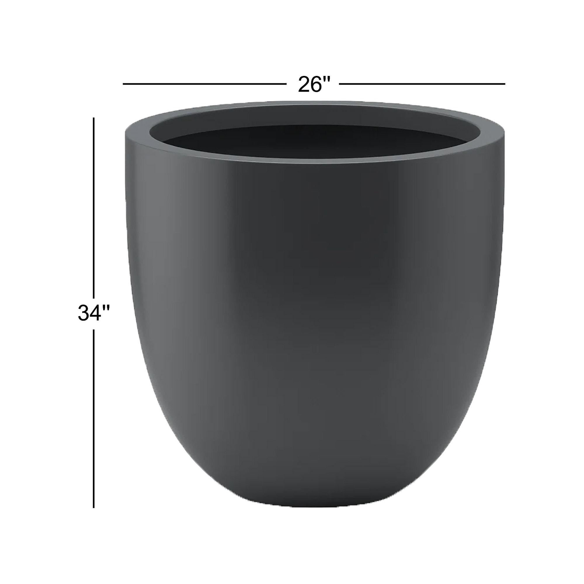 Rosio Handmade Pot Planter, Gray, 34" H x 26" W x 26" D