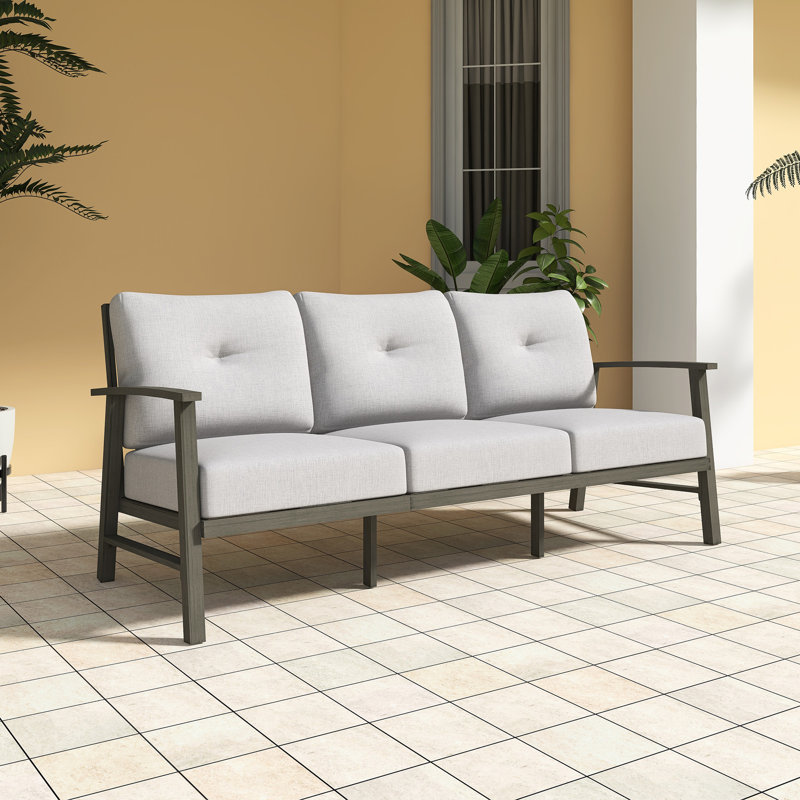 3-Seating Aluminum Frame Garden Sofas, Dark Gray