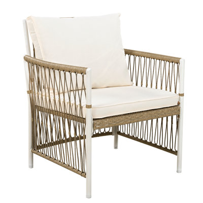 4 - Person Rectangular Patio Dining Set With Rattan Arm Chairs And Cushions