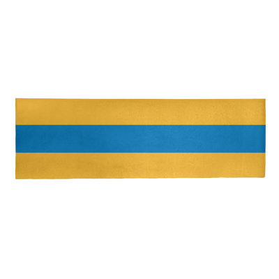 Tapis jaune/bleu rayé