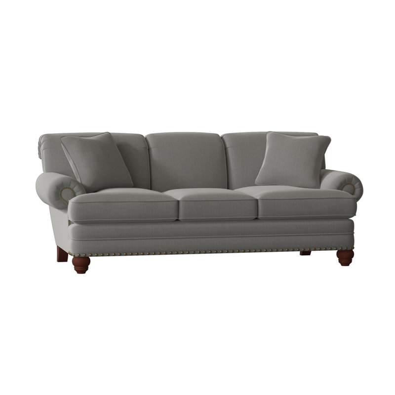 Spratt Sofa, Light Brass, Manhattan, Peyton Navy Performance Twill