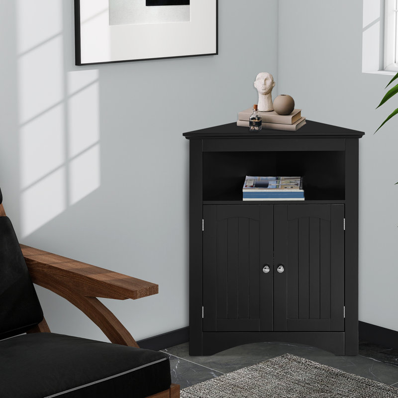 2 - Door Corner Accent Cabinet, Black