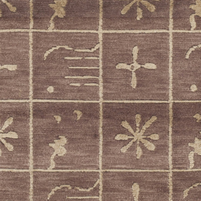 Tibetan Plum Pictogram Brown Area Rug, Rectangle 8' x 10'