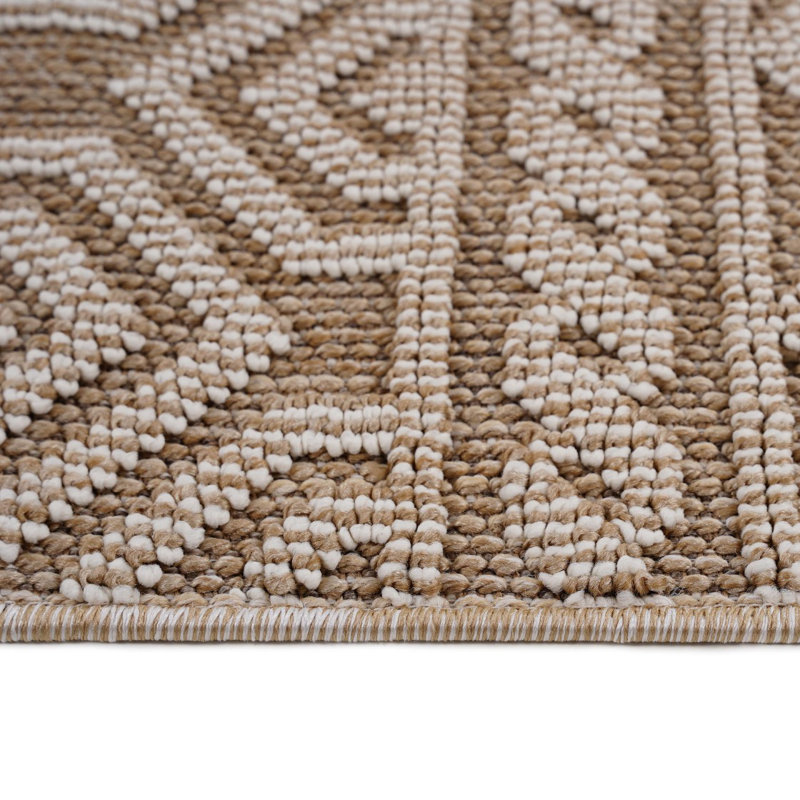 LOOM & LUXE Collection 5X7 Mocha /Geometric Indoor/Outdoor Area Rug, Rectangle 5'3" x 7'6"