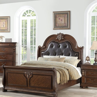 Mobilier de chambre à coucher de style traditionnel avec tête de lit capitonnée capitonnée et capitonnée
