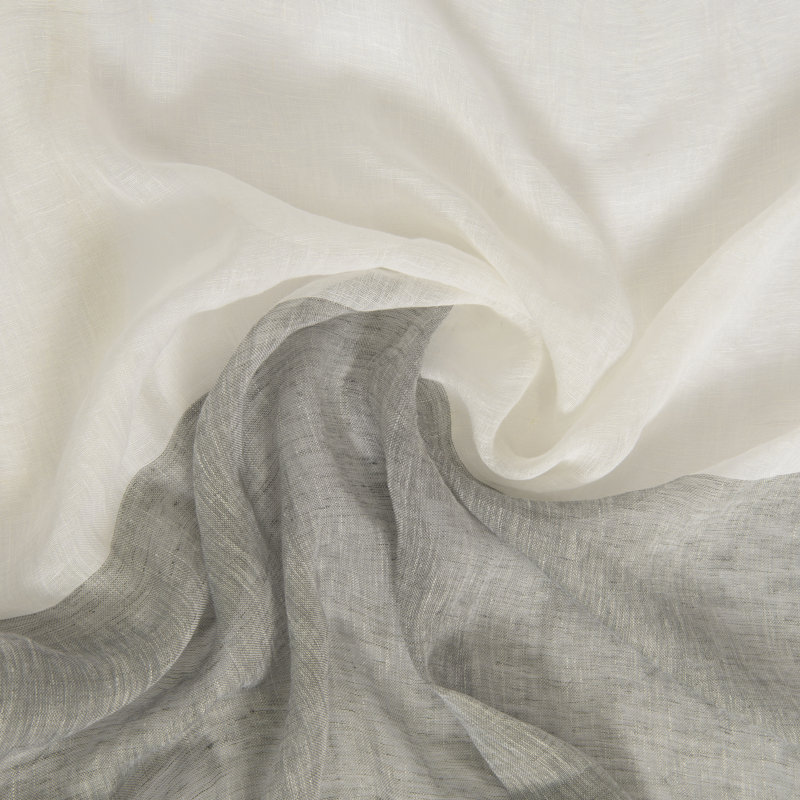 Burtie Linen Room Darkening Single Curtain Panel, White/Gray