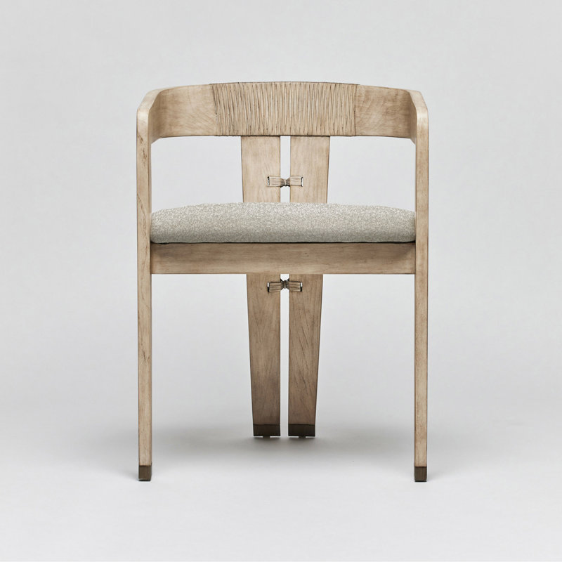 Maryl III Upholstered Arm Chair, Washed White, Fawn Sisal