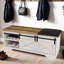 Banc rembourré en similicuir, banc de rangement, banc à chaussures pour hall d'entrée-642998358