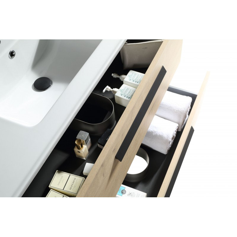 Ensemble de meuble-lavabo simple 40 po Helsinki, Chêne Vick / noir