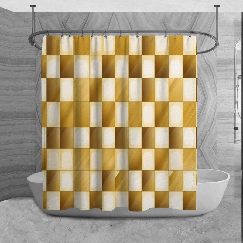 Rideau de douche à carreaux Marcques, H 73 po x l 70 po
