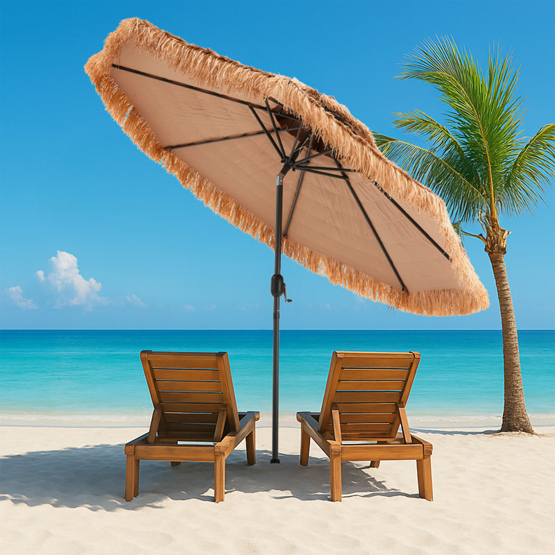 Parasol de chaume de 9 et 10 pi de style hawaïen (base non incluse), H 96 po x l 120 po x P 120 po