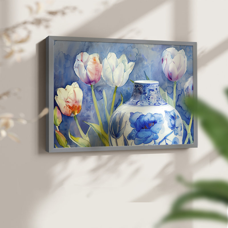 Série florale - CIV - reproduction encadrée, H 8 po x l 10 po, Gris
