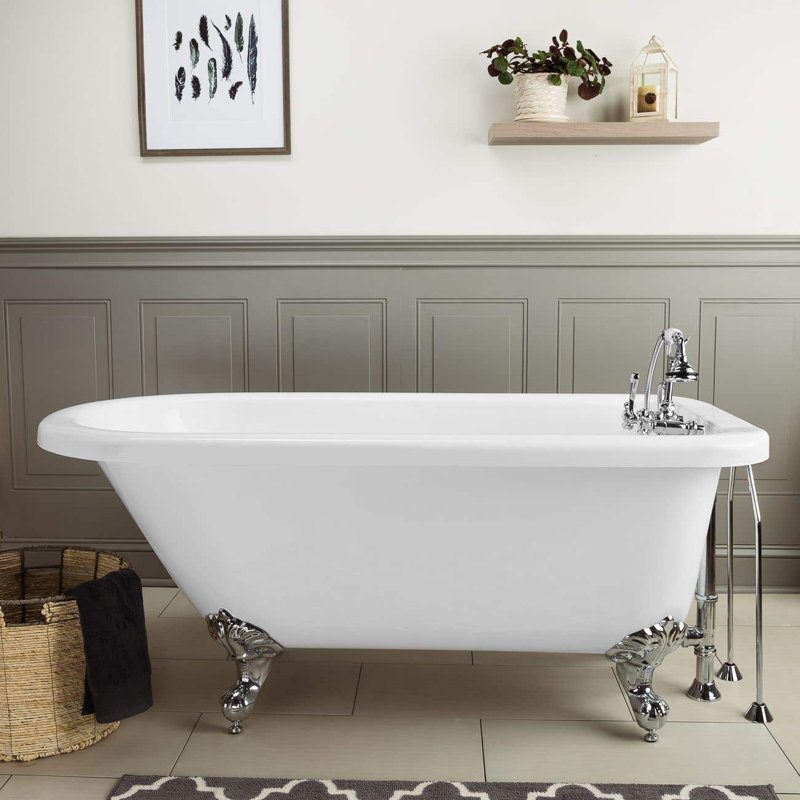 Savanna 59'' x 29'' Soaking Acrylic Bathtub, Chrome