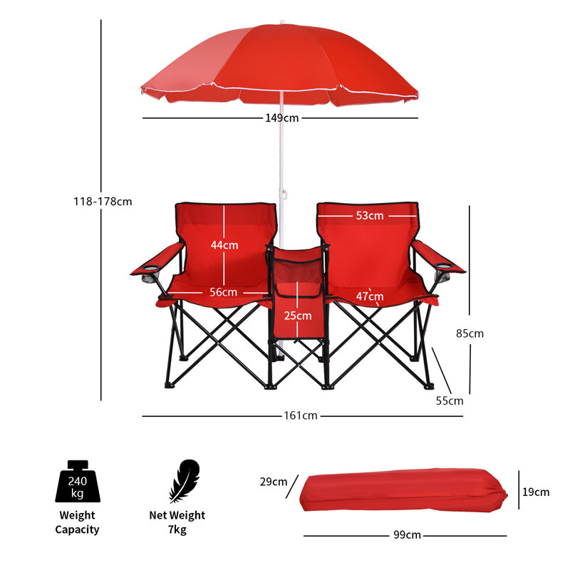Antravian Folding Camping Chair, Red