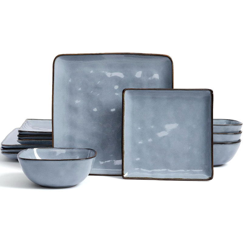 Stoneware Dinnerware Set 12 Piece - Service for 4, Blue
