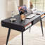 Mid Century Desk With USB Ports And Power Outlet, Modern Writing Study Desk With Drawers, Multifunctional Home Office Computer Desk Black-483008742