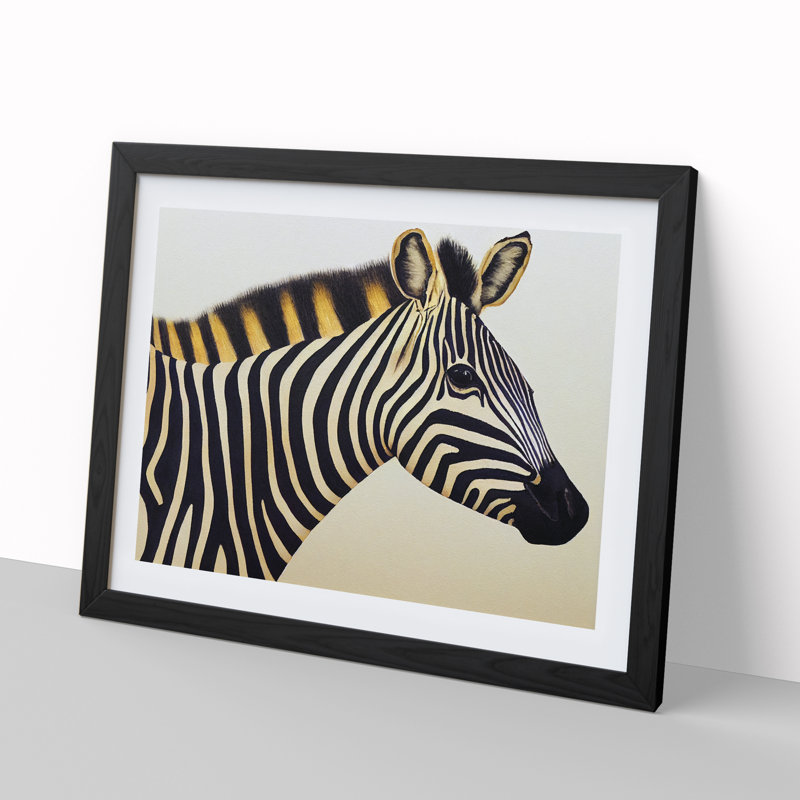 Zebra Vol.1 - Single Picture Frame Painting, Black, 46cm H x 64cm W x 2cm D