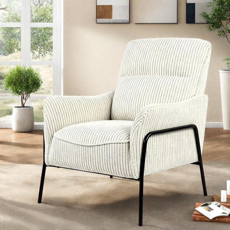 Chaises d'appoint modernes, chaise longue compacte à structure en métal rayée