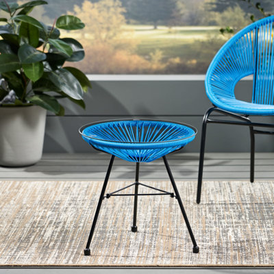 Table d'appoint en verre trempé bleu avec base - conception moderne, 17,34 po x 18,03 po, bleu, l 17,34 po x P 17,34 po, H