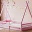 Lit simple en bois avec clôture-419681295