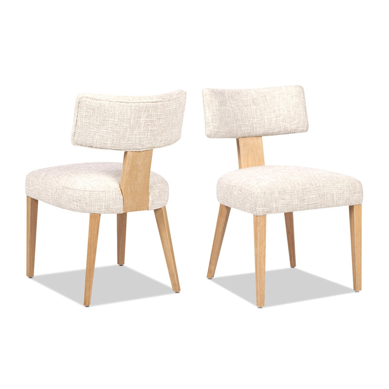 Chaise de salle à manger rembourrée à dossier divisé, ensemble de 2, en travertine beige Louise