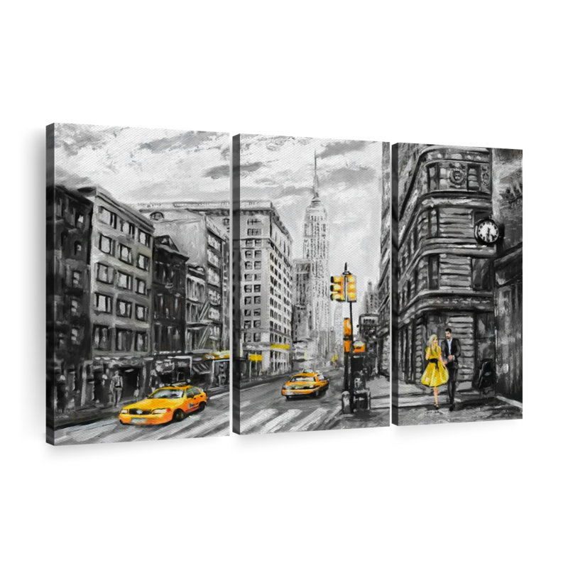 «NYC», 3 pièces sur toile, H 20 po x l 33 po